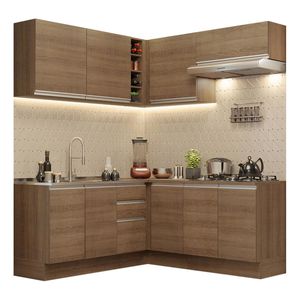 Cocina integral esquinera Madesa 349cm marron glamy 03