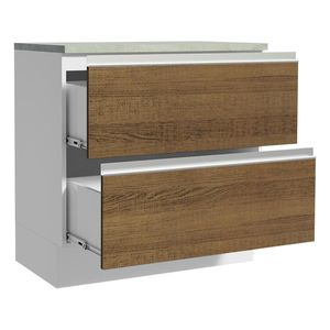 Gabinete bajo Madesa 80cm 2 cajones blanco marron glamy