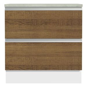 Gabinete bajo Madesa 80cm 2 cajones blanco marron glamy