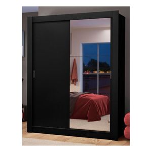 Closet Madesa 2 puertas con 1 espejo 2 cajones negro dallas