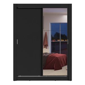 Closet Madesa 2 puertas con 1 espejo 2 cajones negro dallas