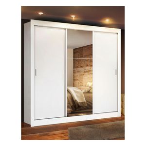 Closet Madesa 3 puertas con 1 espejo 2 cajones blanco lyon