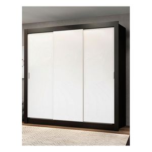 Closet Madesa plus 3 puertas 4 cajones negro blanco lyon