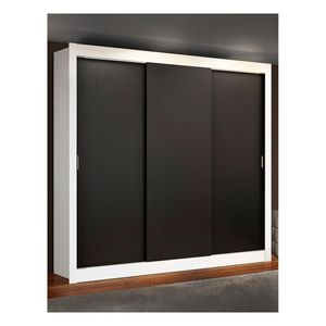 Closet Madesa 3 puertas 2 cajones blanco negro lyon