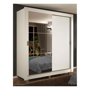 Closet Madesa 2 puertas con 1 espejo 2 cajones con pies blanco dallas