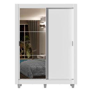 Closet Madesa 2 puertas con 1 espejo 2 cajones con pies blanco dallas