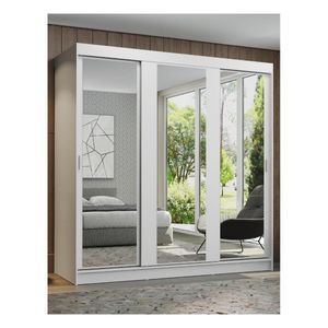 Clóset Madesa 3 puertas corredera con espejo blanco reno
