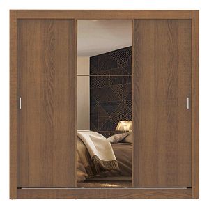 Clóset Madesa 3 puertas corredizas 1 con espejo marron monaco