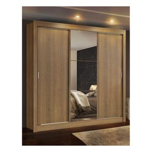 Clóset Madesa 3 puertas corredizas 1 con espejo marron monaco