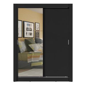 Closet Madesa 2 puertas con 1 espejo 4 cajones negro dallas plus