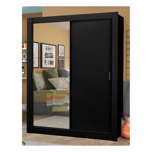 Closet Madesa 2 puertas con 1 espejo 4 cajones negro dallas plus