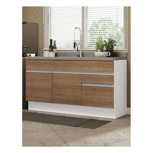 Gabinete Madesa 150cm sin encimera y fregadero blanco marron glamy