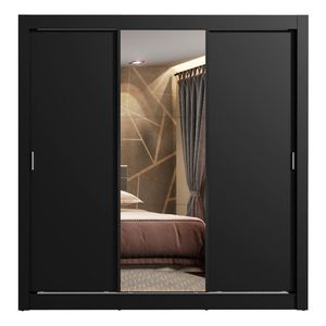Closet Madesa 3 puertas con 1 espejo 4 cajones negro lyon plus