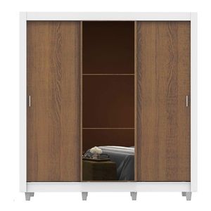 Closet Madesa 3 puertas con 1 espejo con pies blanco marron monaco