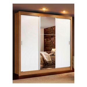 Closet Madesa 3 puertas con 1 espejo 4 cajones marron blanco lyon plus