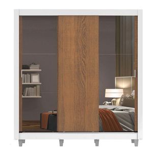 Closet Madesa 3 puertas con 2 espejos con pies blanco marron monaco
