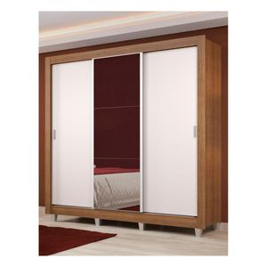 Closet Madesa 3 puertas con 1 espejo 4 cajones con pies marron blanco lyon plus