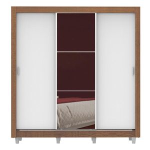 Closet Madesa 3 puertas con 1 espejo 4 cajones con pies marron blanco lyon plus