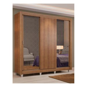 Closet Madesa 3 puertas con 2 espejos 2 cajones con pies marron lyon