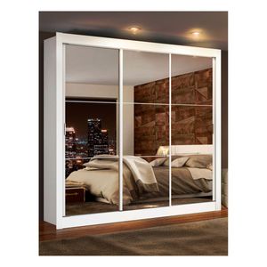 Closet Madesa 3 puertas con 3 espejo 4 cajones blanco lyon plus