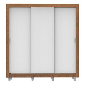 Closet Madesa 3 puertas 4 cajones con pies marron blanco lyon plus