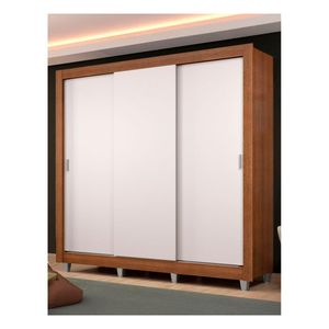 Closet Madesa 3 puertas 4 cajones con pies marron blanco lyon plus