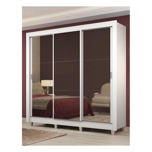 Closet Madesa 3 puertas con 3 espejo 4 cajones con pies blanco lyon plus