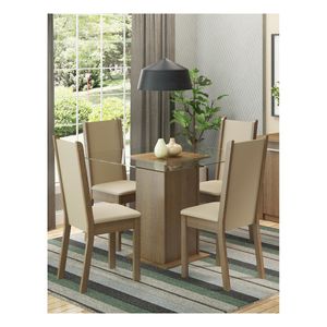 Juego de comedor Madesa con 4 sillas marrón crema beige aline