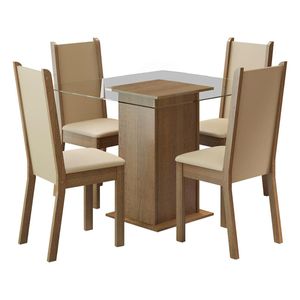 Juego de comedor Madesa con 4 sillas marrón crema beige aline