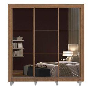 Closet Madesa 3 puertas con 3 espejo con pies marron monaco