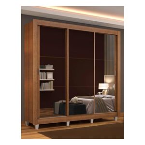 Closet Madesa 3 puertas con 3 espejo con pies marron monaco