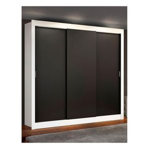 Closet Madesa plus 3 puertas 4 cajones blanco negro lyon