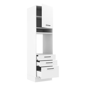 Mueble de cocina para horno Madesa 60cm 1 puerta y 3 cajones blanco agata