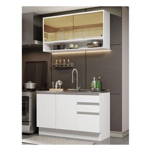 Cocina compacta Madesa 120cm con fregadero blanco glamy 05