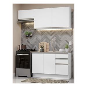 Cocina compacta Madesa 180cm sin fregadero blanco glamy 09