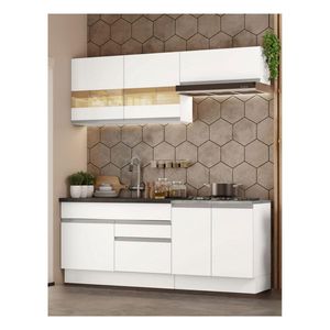 Cocina compacta Madesa 200cm blanco glamy 07