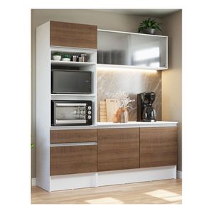 Cocina compacta Madesa 180cm blanco marrón topazio 86