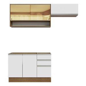 Cocina compacta Madesa 200cm sin fregadero marron blanco glamy 08