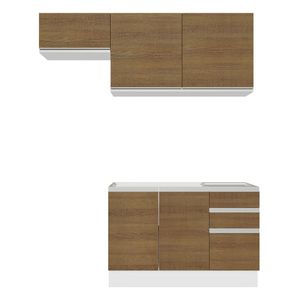 Cocina compacta Madesa 180cm sin fregadero blanco marron glamy 09