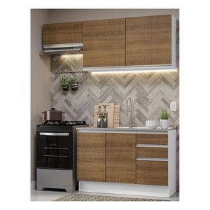 Cocina compacta Madesa 180cm sin fregadero blanco marron glamy 09