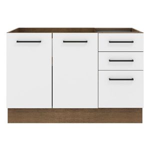 Gabinete para fregadero Madesa 2 puertas 3 cajones marron blanco agata