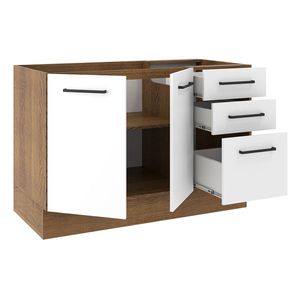 Gabinete para fregadero Madesa 2 puertas 3 cajones marron blanco agata