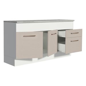Gabinete para fregadero Madesa 150cm 2 puertas  2 cajones con tablero blanco crema agata