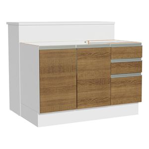 Isla de cocina sin encimera y gabinete bajo Madesa 120cm blanco marron glamy