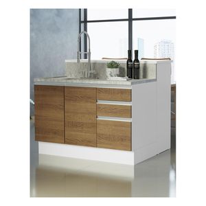 Isla de cocina sin encimera y gabinete bajo Madesa 120cm blanco marron glamy