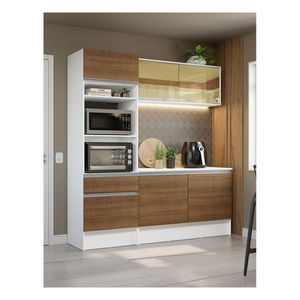 Cocina compacta Madesa 180cm blanco marron diamante