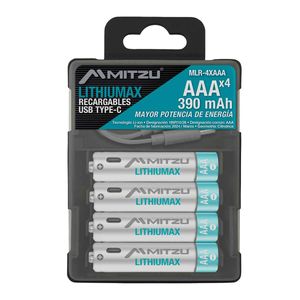 Pilas recargables Mitzu triple a negro mlr-4xaaa
