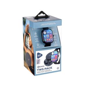 Pack de smartwatch y audífonos Stf kronos speaker negro st-w49834