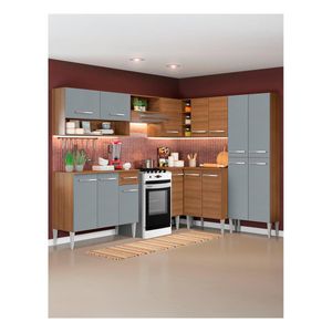 Cocina integral esquinera Madesa 417cm marrón gris emilly ice 01