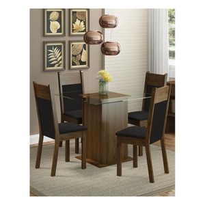 Juego de comedor Madesa con 4 sillas marron negro anita